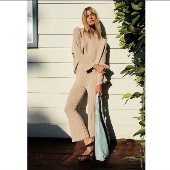 Free People Cream Ribbed Sweater - Picture 1 of 5